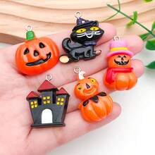 10/20/24pcs Halloween Resin Charms Random Mixed Pumpkin Ghost Witch Skull Bat Castle 3D Pendant For DIY Bracelet Necklace Jewelry Making Findings - Multicolor - View 7