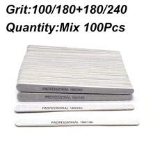 5/10/25/50/100Pcs Professional Nail File 100/180/240 Sanding Buffer Block UV Gel Nail Polish Pro Nail Files Artificial Nail Tips Manicure Pedicure DIY Tools Accessories - White - View 18