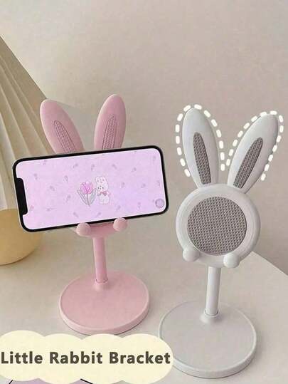 2pcs/1pc Cartoon Rabbit Adjustable Desk Phone/Tablet Stand, Extendable Desktop Holder For Home, Back To School, Bedroom, Living Room, Teacher's Day Gift, Halloween Christmas