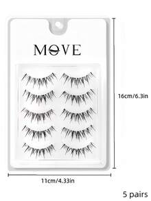 5 Pairs Thai-Style False Eyelashes, Korean Style, C Curl, 6-12mm Mixed Length, Long & Intertwined Design, Create 3D Voluminous & Natural Enlarged Eye Effect, Soft & Lightweight, Comfortable Fit, Easy DIY Application, Save Makeup Time, Simple Operation For Beginners, Reusable, Suitable For Daily, Date, Travel & Party Looks, Ideal Holiday Gift For Best Friend Or Girlfriend - Black - View 9