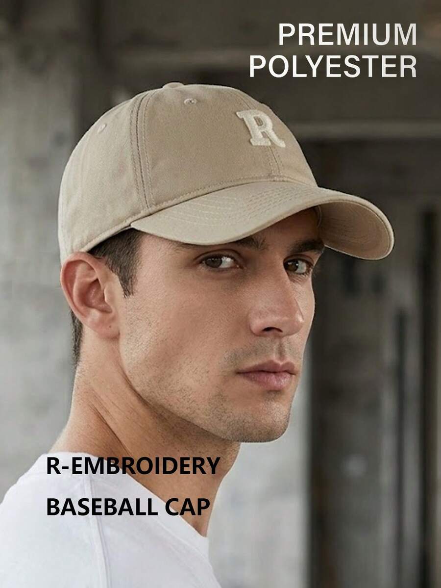 R Letter Embroidered Baseball Cap, All Season, Unisex, Soft Top Deep Crown Slimming Face Versatile Baseball Cap, Suitable For Daily Outings, Commuting, Running, Exercise, Couple Style - Multi-color a - View 1