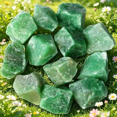 20pcs Natural Green Aventurine Crystal Mineral Landscape Rock Specimens, Asymmetrical Shaped Raw Stones For Home Decor
