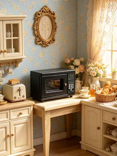 1pc 6.3cm Dollhouse Miniature Microwave Oven Decor, 1:12 Luxury Dollhouse Miniature Accessory, Suitable For Dollhouse Full Scene Setup, Miniature Scene Photography, Collectible Figurine Display, Women's Favorite DIY Miniature House, Vintage Soft Decor, Birthday Christmas Gift Choice, Fun And Healing Exquisite Mini Scene