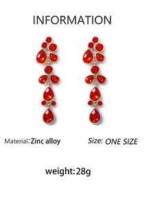 1 Pair European & American Vintage Bohemian Alloy Rhinestone Geometric Water Drop Tassel Earrings, Fashion High-End Style - Teardrop Tassel Earrings - View 14