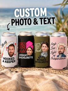 Mangas Personalizadas para Resfriador de Latas com Foto, Personalizadas com Foto do Rosto e Texto Personalizado, Suportes de Bebida Divertidos para Despedidas de Solteira, Viagens de Mulheres e Celebrações em Grupo, Lembrancinhas Hilárias para Apimentar sua Reunião com Tema de Noiva com sua Equipe. - Multicolorido - Visão 3