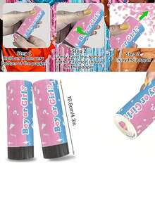 2pcs Blue & Pink Gender Reveal Confetti Poppers, Suitable For Birthday, Party, Wedding, Baptism, Decoration Props - Multicolor - View 4