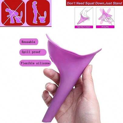 1/3/10pcs Portable Female Standing Urinal, Disposable Silicone Female Urination Funnel, Female Urinal, Female Urination Device, Emergency Urine Collector, Suitable For Travel, Camping, Emergency Toilet Use (Pink, Purple, Orange)