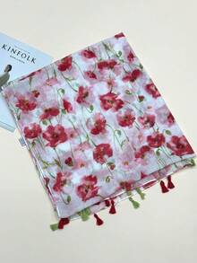 Simple Print Women's Scarf, Fashionable New Spring/Summer Sun Protection Beach Shawl, Linen Feel Silk Scarf For Women - Multicolor - View 8