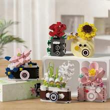 DIY Flower Camera Micro Particle Building Blocks Toy, Creative Desktop Decor Assembly Blocks, Holiday Gift For Adults And Children, Suitable For Kids 6 Years Old And Above - Flower Camera - View 11