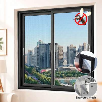 Self-Adhesive Mosquito Screen Mesh, Hook And Loop Window Screen, Easy Install Invisible Window Curtain For Home
