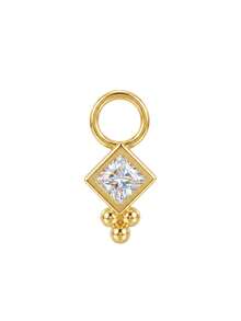 1PC 925 Sterling Silver Square Dangle Charm Pendant Bead Decor Geometric Detachable Charm Attachment For Hoop Earrings Jewelry Accessory Daily Wear - Gold - View 5