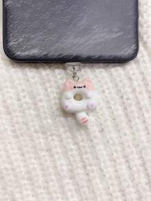 Cute Cat Donut Shaped Phone Dust Plug Pendant, Japanese Style Cute 3D Cartoon Cat Pendant Dust Plug, Cute Resin Animal Decorative Phone Interface Accessory, Portable Decorative Phone Accessory, Suitable For Universal Smartphones, Sweet Style Bag Charm Gift, Suitable For Girls - Multicolor - View 8