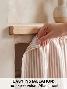1/2 buah Tirai Kabinet Bergaris dengan Hiasan Rumbai, Tirai Penutup Wastafel Kamar Mandi dan Dapur, Tirai Pendek Berlipit Bergaris Cokelat untuk Rumah, Ruang Kelas, Gaya Rumah Pertanian, Gaya Pedesaan, Tirai Privasi Meja, Ruang Cuci - Aprikot - View 7