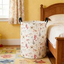 1pc Cute Cartoon Dinosaur Print Laundry Basket With Handle, Portable Storage Bin For Bedroom Clothes Toys Sundries, Colorful Rainbow Dinosaur Pattern Organizer - Multicolor - View 6