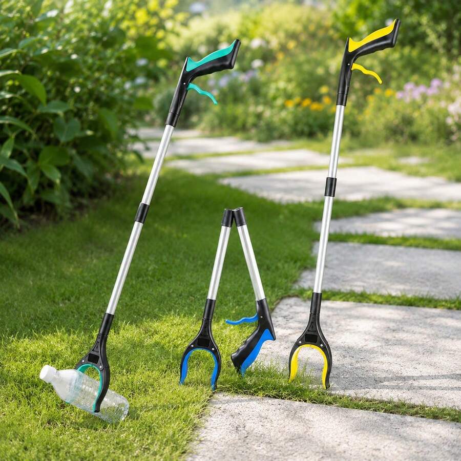 Extra Long Folding Grabber, With 360° Rotating Non-Slip Claw And Magnetic Tip, Suitable For Outdoor Trash Collection, Home Cleaning, Trash Pickup, Heavy Duty Grabber, Suitable For Indoor And Outdoor Use, Suitable For Elderly People, Can Be Used With Wheelchair Reach Tool