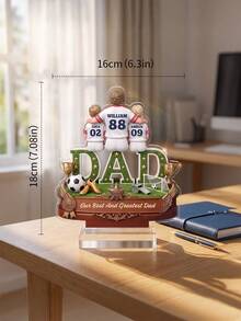 1pc Personalized Baseball Family MVP Dad Plaque, Custom Text Desk Ornament, Sports Themed Keepsake Decor, Unique Father's Day Birthday Gift From Kids For Baseball Loving Dad, Home Office Tabletop Display Decoration - Multicolor - View 6