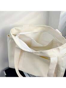 1 Piece Large-Capacity Canvas Bag Multi-Pocket Design Reusable Suitable For Daily Commutes, Work Trips, Camping Vacations, And More Suitable For Daily Home Use, School, Travel, And Shopping - Multicolor - View 4