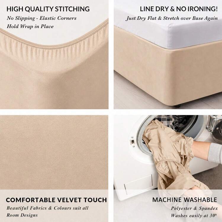 DUJUIKE Velvet Bed Frame Cover, Bed Skirt, Can Replace Traditional Bed Skirt, Suitable For Standard Double, King And Queen Size Beds - Champagne - View 9