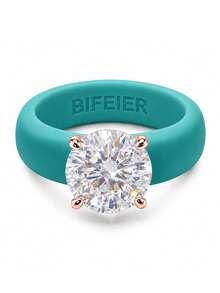 BIFEIER Round 5A Cubic Zirconia Women's Silicone Ring, Copper Plated 18K Rose Gold Band, Soft And Comfortable Ring, Stackable Wedding Engagement Alternative Ring, Sports Yoga Daily Wear Valentine's Day Anniversary Gift - Round - View 26