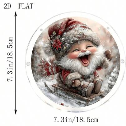 Pieza única, 2D plano - Material acrílico - Atrapasol - Tres capas de acrílico - Capa intermedia con efecto de vidrio de color - Decoración colgante para ventana. < Lindo Papá Noel > Patrón único, Juego de atrapasol único, Elegante atrapasol de jardín para colgar en la ventana, Adecuado
