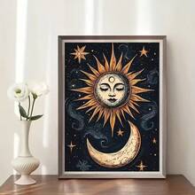 1PC DIY 5D Diamond Painting Kit Sun Moon Pattern - Round Full Drill Art Mosaic Craft, Home Wall Decor, Frameless - No Frame - View 2
