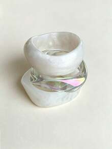 3pcs/Set Vintage Exaggerated Thick Resin Bracelet Set, Women's Fashion Geometric Design Bracelets - White - View 1