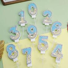 HIBIRTH 1pc Creative Ocean Theme Birthday Number Candle Cake Decoration 0-9 Indoor Cake Candle Starfish Beach Candle Birthday Party Baking Plug-In - View 7