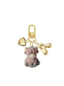 Bag Charm Flocked Calf Keychain, Bag Pendant, Backpack Charm, Decorative Accessory With Heart & Letter Metal Accent, Suitable For Girls, Students, Commuters, Birthday & Holiday Gift, Decorates Keys, Handbags, Backpacks, Daily Outfit Accent, Cute 3D Flocked Personalized Portable Accessory Gift - Multicolor - View 20