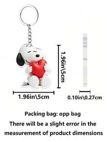 SNOOPY Keychain - 2D Acrylic Backpack Hanger, With Metal Car Hook - The Sturdy And Durable Red Heart-Shaped Snoopy Keychain Holds A Lot Of Love In Its Hands, Bringing A Sense Of Warmth. - Multicolor - View 3