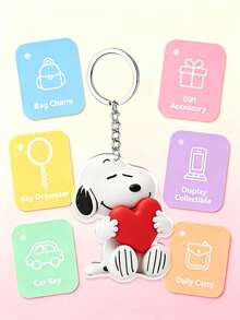 SNOOPY 2件組幸運龍史努比鑰匙圈套組，生肖龍 Cosplay 與愛心抱抱史努比鑰匙圈，多功能汽車鑰匙與手提包裝飾，休閒時尚配件與節日禮物 - 彩色 - 查看 5