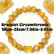Yellow Citrine Beaded Bracelet Symbolizing Wealth, Helps Attract Wealth And Opportunities, Handmade Spiritual Jewelry With Bamboo Knot Pendant, Suitable For Daily Wear - Multicolor - View 2