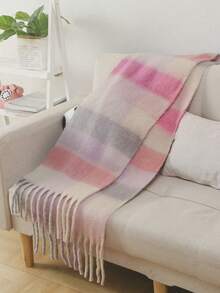 1pc Small Plaid Scarf, Soft & Warm For Autumn/Winter For Dress - Multicolor - View 3
