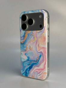 Casing Ponsel Motif Salib Marmer dengan Slogan Fashion Anti Guncangan, 1 buah Pelindung Anti Guncangan, Kompatibel dengan iPhone 16 Pro Max/15/14 Plus/13/12/11, Hadiah Paskah, Ulang Tahun Musim Semi, Desain Pola Marmer - MultiWarna - View 3