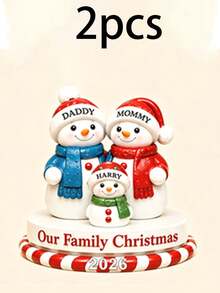 Custom Christmas Snowman Ornament, Personalized 1-9 Names Family Decor, Customized Xmas Keepsake Gift, Customizable Tree Hanging Ornament For Family Christmas Party Decorations - Style F - View 24