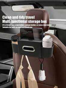 Universal Car Seat Back Storage Bag, Multifunctional Rear Seat Organizer With Tissue Box And Side Pockets, Convenient Car Interior Storage Accessory For Driver And Passengers - Multicolor - View 4