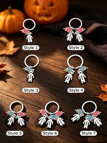 Halloween Custom Candy Keychain, Trick-Or-Treat Series. Personalized Engraved Stainless Steel Name Keychain, Custom Family Gift For Holidays - Silver - View 9
