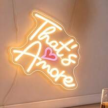 Đèn LED Neon chữ That's Amore hình trái tim, đèn trang trí tường tiệc cưới, biển hiệu phát sáng tạo không khí đám cưới dùng nguồn USB - Kiểu 1 - Xem 3