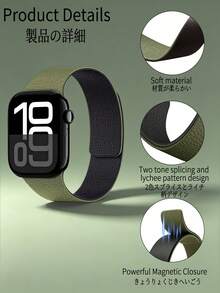 Huastonband 軍綠色與黑色矽膠錶帶，兼容 Series 3/2/1/SE/S11/S10/S9/S8/S7/S6/S5/S4/S3 Ultra，適用 38/40/41/42/44/45/46/49mm 智慧手錶，男女通用替換錶帶配件，適合新年/情人節/夏季海灘/派對/聚會/假期/萬聖節/聖誕節/新年禮物 - 軍綠配黑 - 查看 3