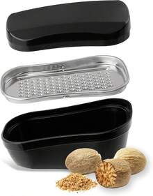 Multi‑Use Spice Grater Equipped With Storage Compartment, Manual Kitchen Tool For Processing Nutmeg And Various Spices At Home - Silver + Black - View 7