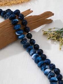 OABE 2pcs/Set Bohemian Style Navy Blue Beaded Layered Necklace Set Suitable For Women's Daily Wear - Blue - View 4
