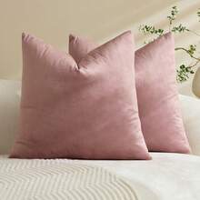 1pc/2pcs Lotus Root Pink Velvet Solid Color Decorative Pillow Covers(Pillow Insert Not Included), Square Cushion Covers, Holiday Home Decor Pillows, Soft & Cozy Fabric, Modern Decor For Sofa, Home Bedroom, Dorm Use - Dusty Pink - View 17