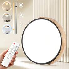 1pc Modern Minimalist LED Ceiling Light Fixture, Remote Control Semi-Recessed Metal Ceiling Light, Polypropylene Translucent Lampshade, 220V Hardwired Power Supply, No Battery Required, Living Room Bedroom Dining Room Study Indoor Home Ceiling Decorative Lighting - Ceiling Light With Wooden Frame - View 4