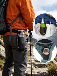 Leather Belt Bottle Cover (Excluding Bottles), Hiking Leather Beer Cover, Waist Hanging Storage Leather Cover, Bottle Protection Cover, Suitable For Outdoor Parties, Camping, Barbecue, Festivals - Multicolor - View 1