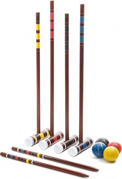 Portable Backyard Croquet Sets - Complete 4 + 6 Player Croquet Sets With Mallets, Croquet Balls + Wickets Included - Outdoor Family Lawn Game Sets