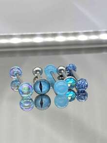 5pcs Tongue Ring Set Red/Green/Purple/Yellow/Blue Barbell Tongue Rings Tongue Studs Stainless Steel Body Piercing Suitable For Men And Women Daily Wear - 5 Tongue Rings - View 7