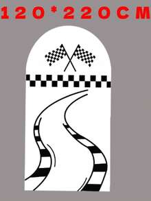 1pc/65pcs 2D Flat Chiara Arch Racing Backdrop - Durable Lycra Spandex Fabric, Black & White Checkered - Suitable For Event And Party Decoration (Stand Not Included) - Multicolor - View 11