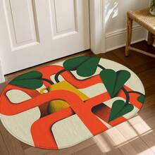 1pc Oval Flannel Door Mat, Soft Comfortable Absorbent Non-Slip Machine Washable With Backing, Suitable For Entrance, Living Room, Patio, Bedroom, Kitchen, Laundry Room, Bathroom, Multi-Functional Home Floor Mat, Entryway Rug, Kitchen Bathroom Carpet, Holiday Decoration - Multicolor - View 5
