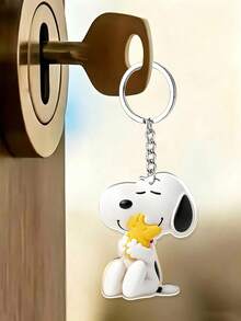 Snoopy Cute Sitting Posture Cartoon Embrace Small Yellow Partner Acrylic Key Chain, Metal Ring Chain Bag Hanging Pendant, Suitable For Backpacks, Handbags, Car Keys - Multicolor - View 9