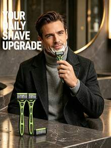 Men's 10-Blade Manual Razor Set, 1 Non-Slip Handle With 8 Replacement Blades, Smooth Shaving, Portable Interchangeable Blade Combination, Essential Grooming Tool For Men, Perfect Father's Day Birthday Gift, Suitable For Home And Travel, Skin-Friendly Anti-Scratch Lightweight Comfortable Grip, Multi-Layer Blades For Quick Clean Shave, Durable Replacement Blades, Cost-Effective Men's Shaving Tool - A - View 2