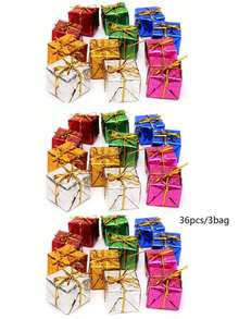 60/12pcs/Pack Colorful Gift Boxes Christmas Decorations, Mini Hanging Ornaments Christmas Tree Decor, Multi-Color Foil Surface Mini Box Decorative Props, Laser Candy Box Pendant, Christmas Tree And Party Favors, Home Gift Box Decoration - Multiple Styles - View 13